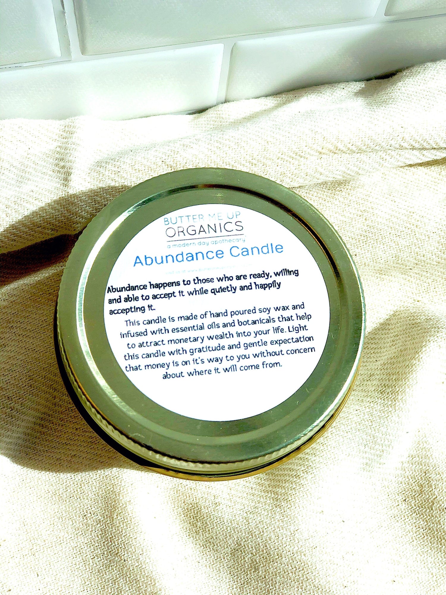 Abundance Candle / Ritual Candle / Intention Candle / Hand Poured Candle / Soy Wax Candle/ Butter Me Up Organics / Good Luck Candle / Money by Butter Me Up Organics