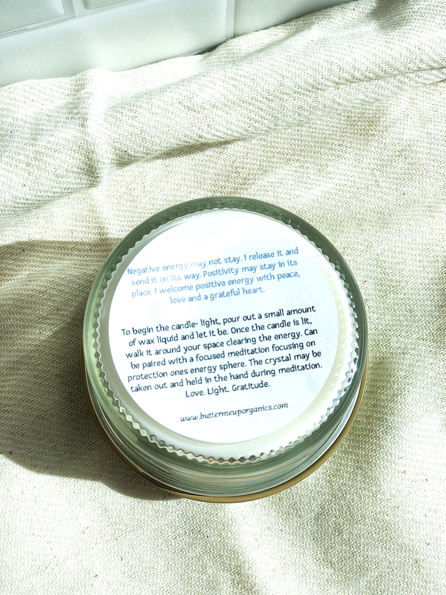 Space Clearing Candle/ Intention Candle / Organic Soy Candle / Candle with Crystals / Cleansing Candle by Butter Me Up Organics