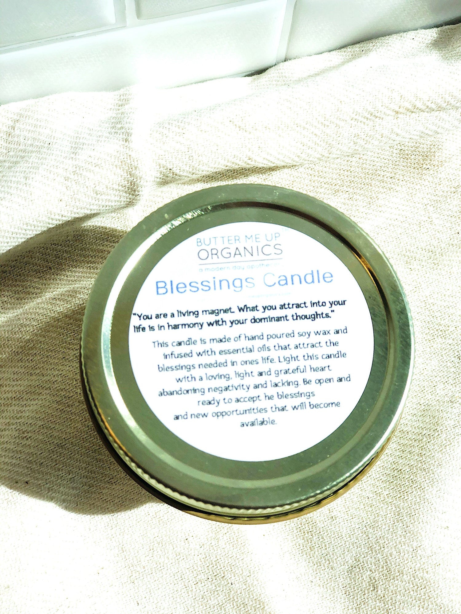 Blessings Candle / Intention Candle / Good Luck / Soy Handpoured Candle/ Candle with Crystals / Botanical Candle / Essential Oil Candle by Butter Me Up Organics