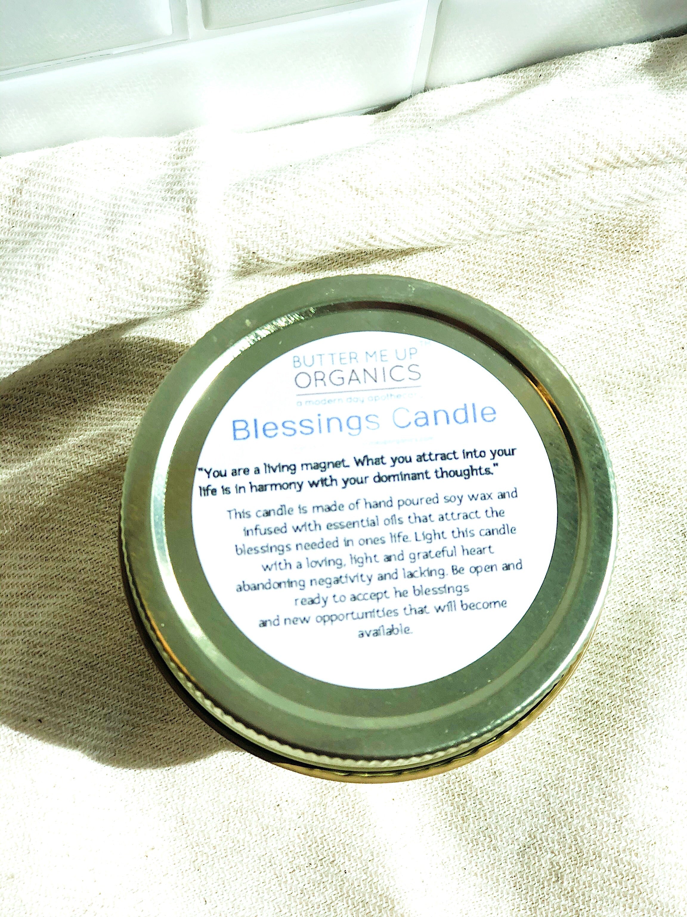 Blessings Candle / Intention Candle / Good Luck / Soy Handpoured Candle/ Candle with Crystals / Botanical Candle / Essential Oil Candle by Butter Me Up Organics