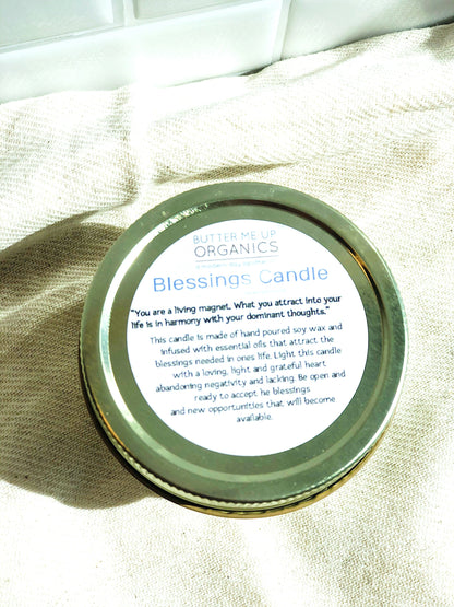 Blessings Candle / Intention Candle / Good Luck / Soy Handpoured Candle/ Candle with Crystals / Botanical Candle / Essential Oil Candle by Butter Me Up Organics