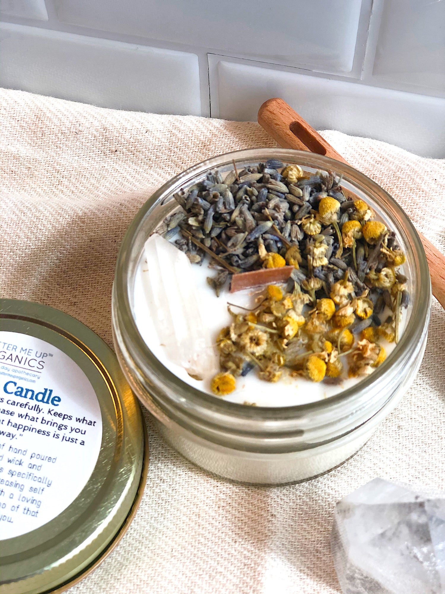 Peace Candle / Serenity Candle / Intention Candle / Ritual Candle / Crystal Candle / Pretty Candle / Organic Soy Wax Candle / Botanicals by Butter Me Up Organics