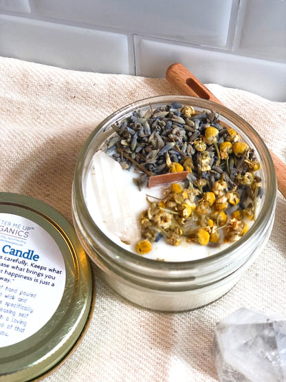 Peace Candle / Serenity Candle / Intention Candle / Ritual Candle / Crystal Candle / Pretty Candle / Organic Soy Wax Candle / Botanicals by Butter Me Up Organics