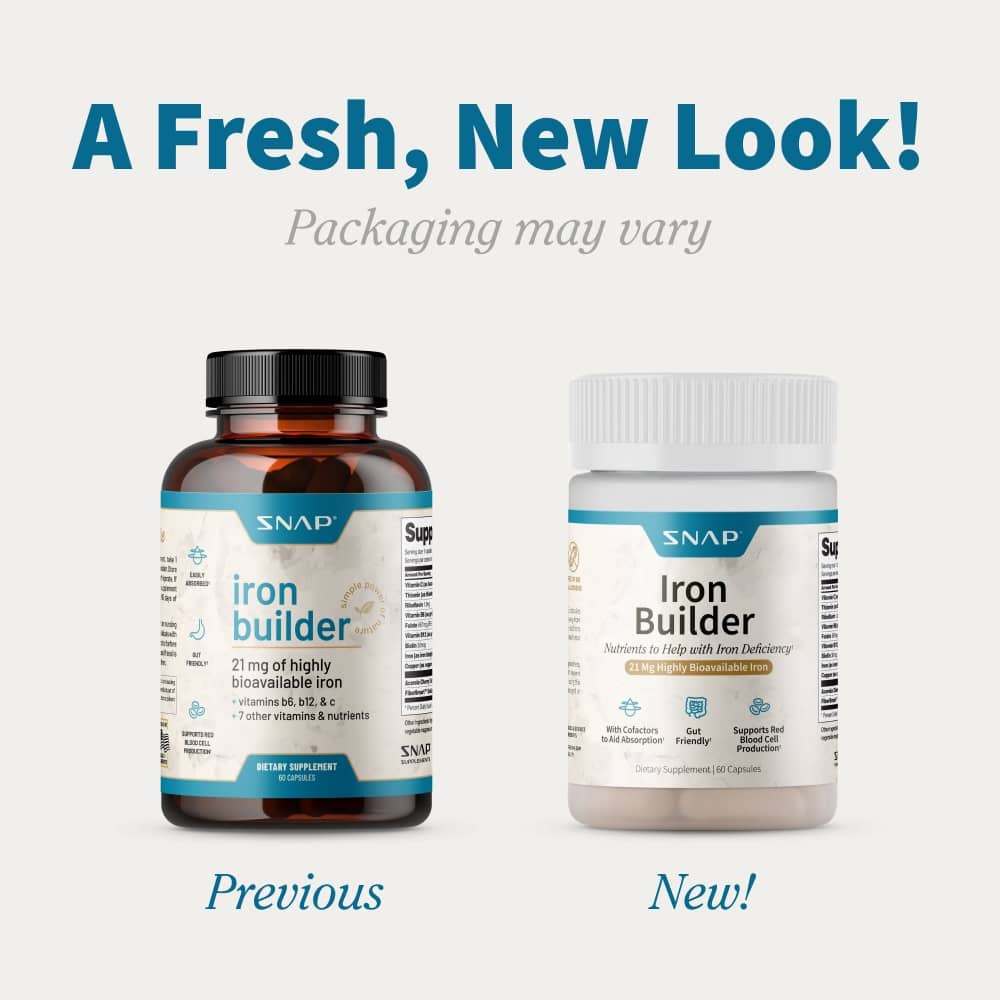 Iron Builder with Vitamins B &amp; C Absorption Boosters by Snap Supplements