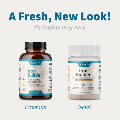 Iron Builder with Vitamins B &amp; C Absorption Boosters by Snap Supplements