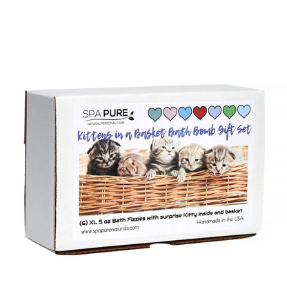 Spa Pure Kittens in Basket: 6 Adorable Kittens Bath Bombs by Spa Pure