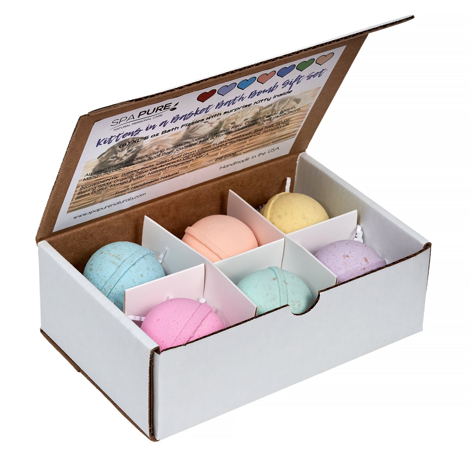 Spa Pure Kittens in Basket: 6 Adorable Kittens Bath Bombs by Spa Pure
