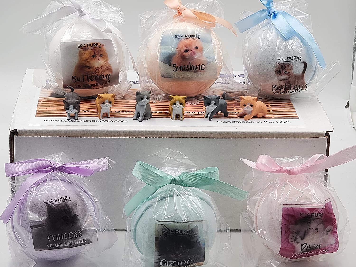 Spa Pure Kittens in Basket: 6 Adorable Kittens Bath Bombs by Spa Pure