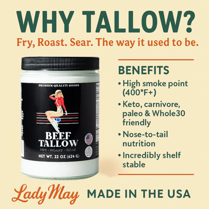 22oz Premium Grass-Fed Beef Tallow | Restaurant-Proven Cooking Fat | Seed Oil-Free by The Lady May