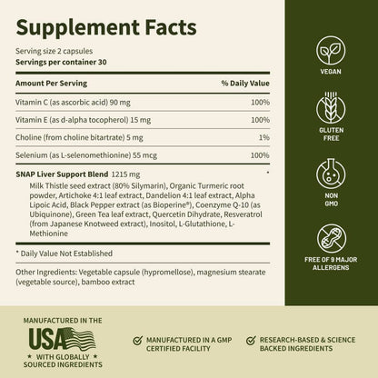 Liver Health &amp; Detox - 3 Month Supply by Snap Supplements