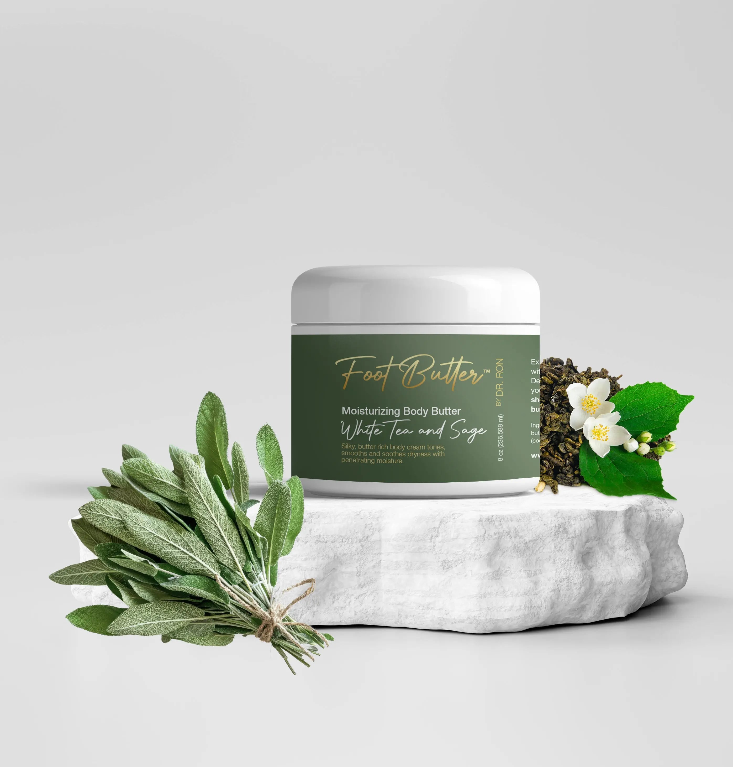 White Tea &amp; Sage Moisturizing Body Butter – Hydrating, Nourishing, Ultra-Soft Skin Cream by Foot Butter by Dr Ron