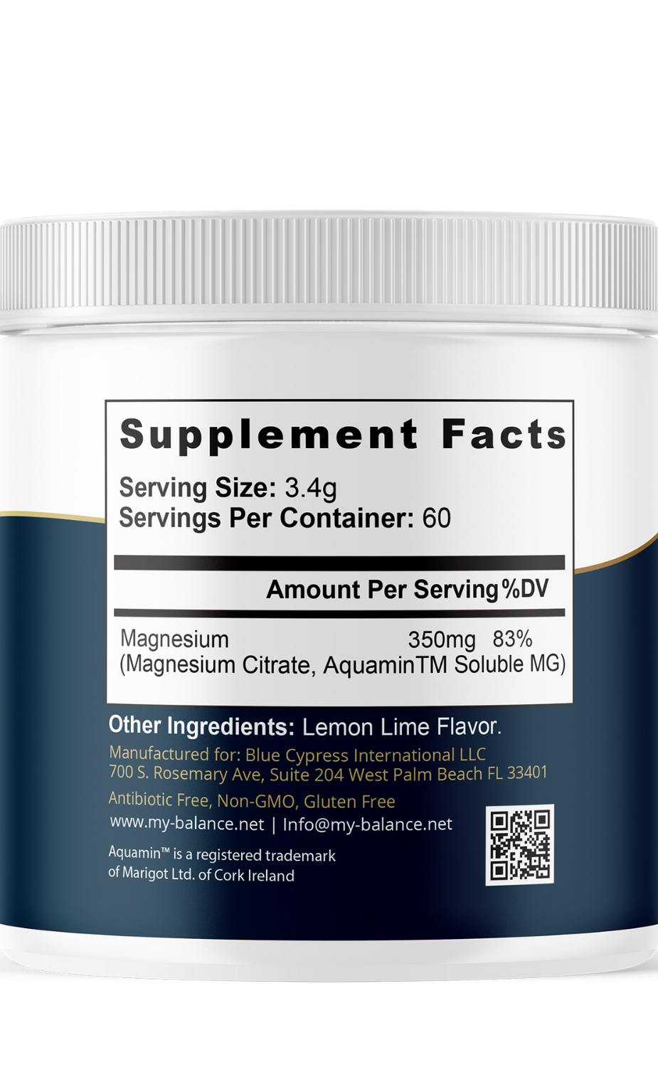 Magnesium Powder - Magnesium Citrate &amp; Aquamin™ by My Balance