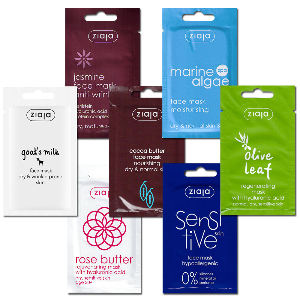 Face Mask: Sample Pack (1 of each, total 7) by Ziaja® USA Webstore
