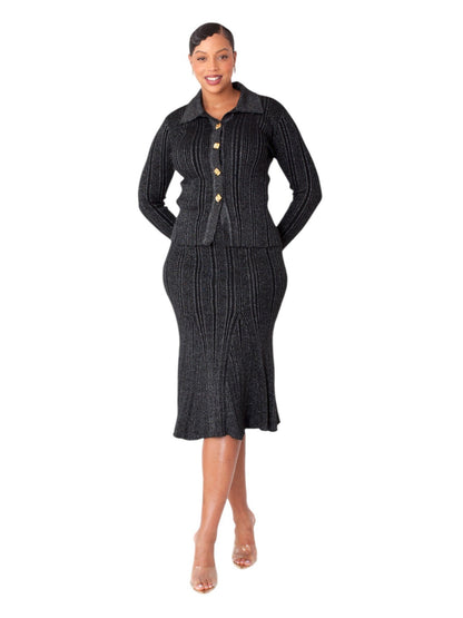 Metallic Sheen Ribbed Knit Set- 51002 by Tally Taylor