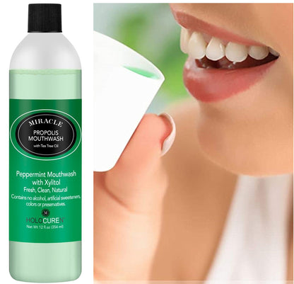 Miracle Propolis Mouth Wash with Natural Propolis &amp; Tea Tree Oil, No Fluoride 12 oz by HOLOCUREN - Official Website