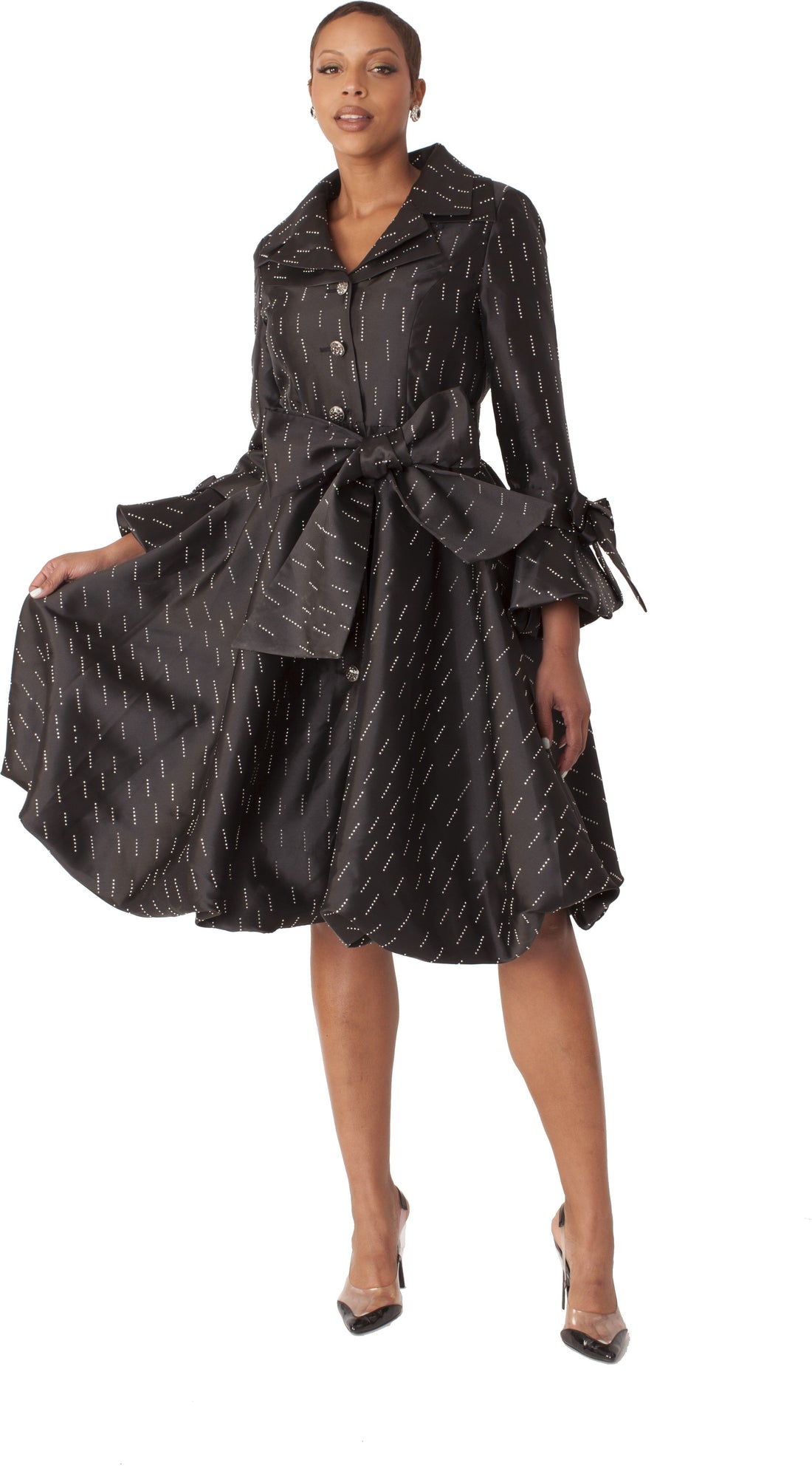 Monaco Princess Taffeta Bow Coat Dress -9723 by Tally Taylor