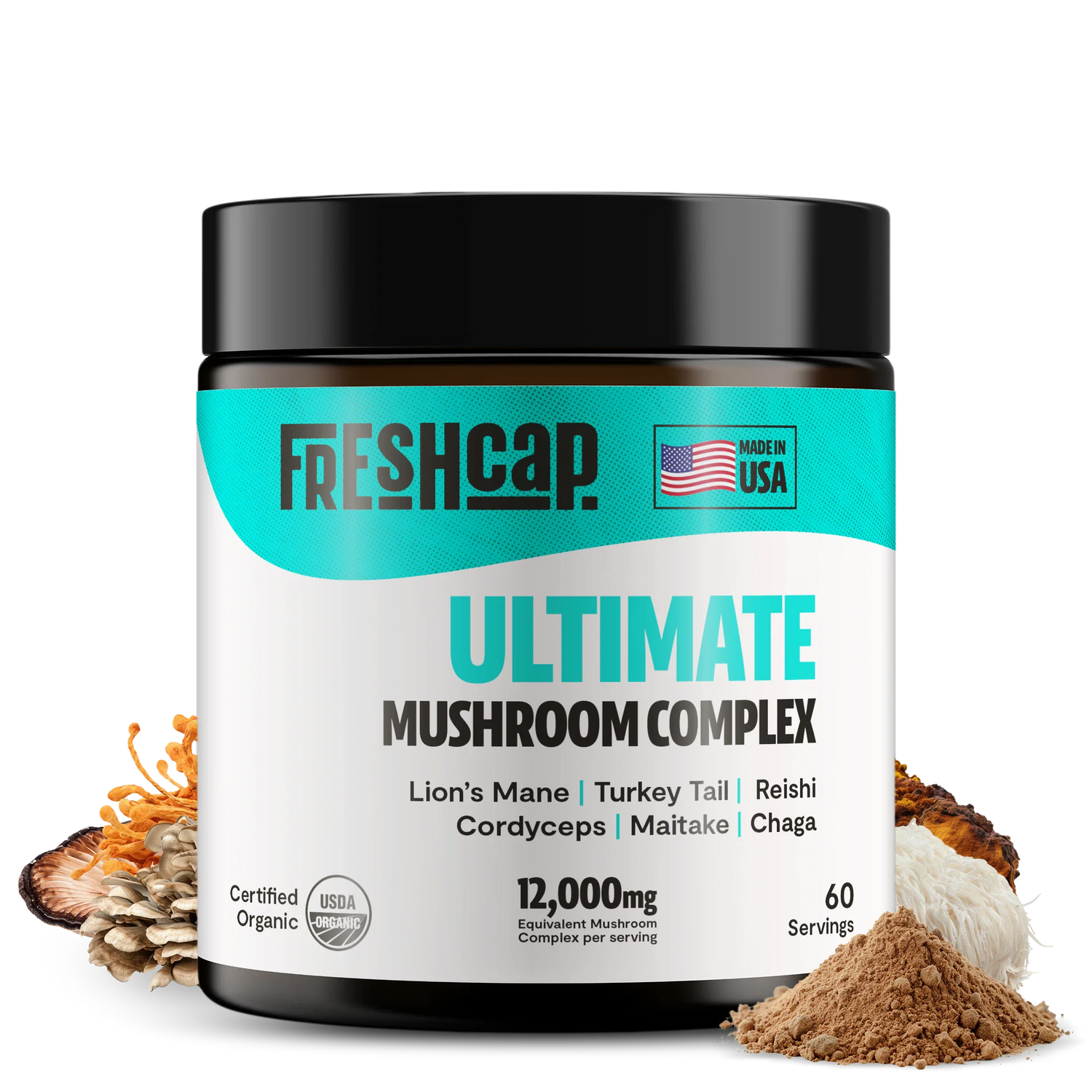 Organic Mushroom Extract Powder Blend by FreshCap Mushrooms