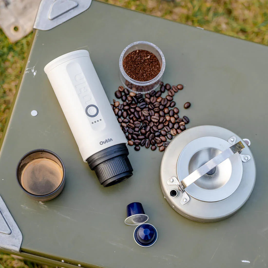 Nano Portable Espresso Machine (Pearl White) by OutIn