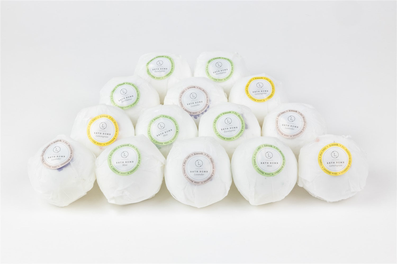 Bulk - 100 Natural Vegan Mix scents Bath Bombs - White by Lizush