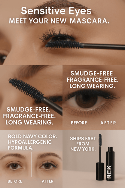 The viral Navy Sensitive Mascara that brightens your eyes without irritation by REK Cosmetics