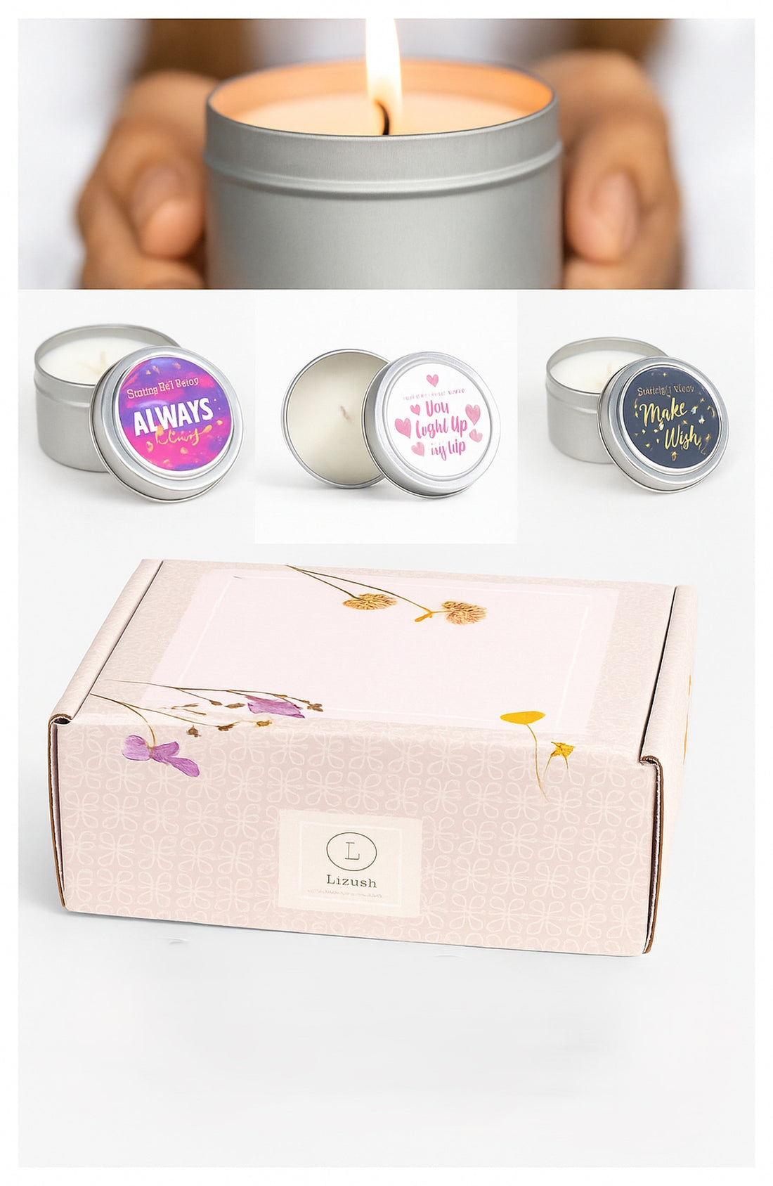 Trio of Tin Soy Candle - Scented with Bergamot and Lavender Essential oils by Lizush