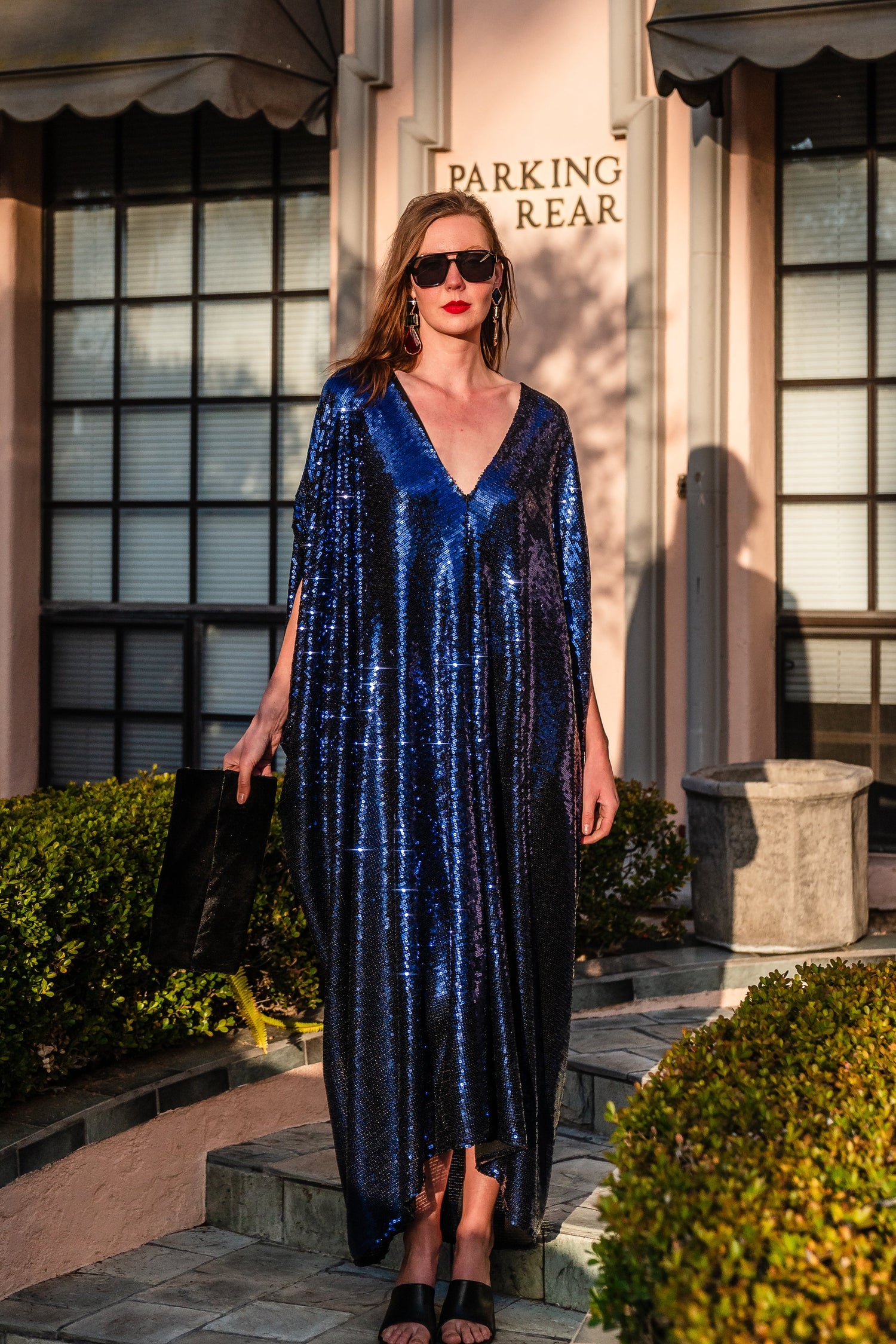 Night Sapphire Sequin Caftan Kaftan Dress by Jennafer Grace