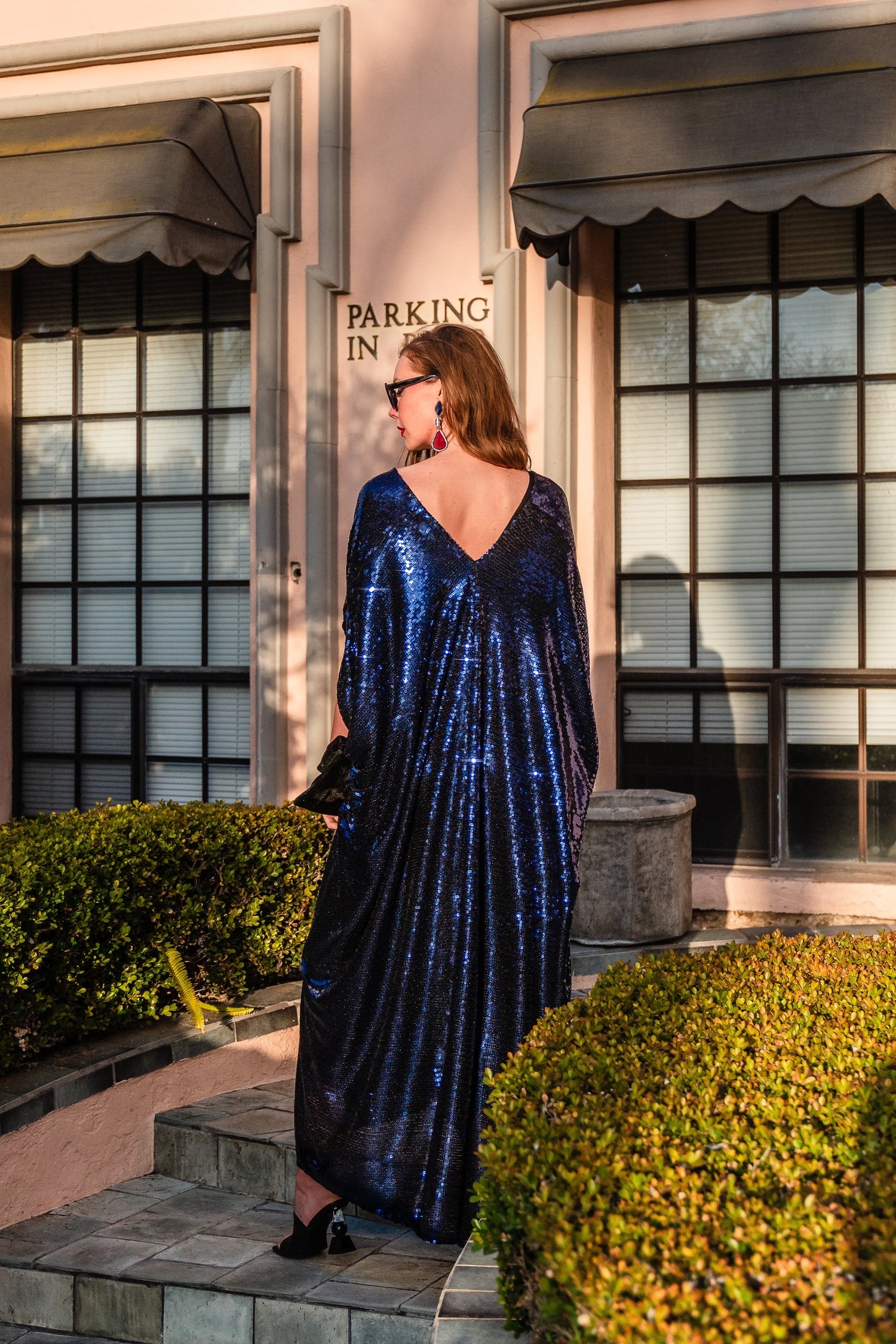 Night Sapphire Sequin Caftan Kaftan Dress by Jennafer Grace