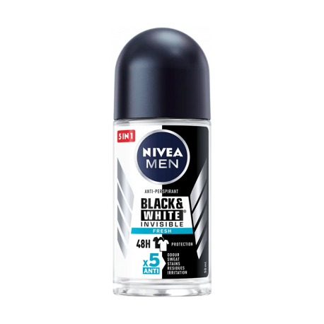 Nivea Men Black &amp; White Invisible Fresh 48H 5 in 1 Roll-On Deodorant 50 ml by Pasteur Pharmacy