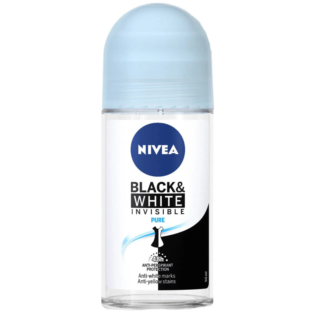Nivea Black &amp; White Invisible Pure 48h 5in1 Anti-Perspirant Roll-On 50ml by Pasteur Pharmacy