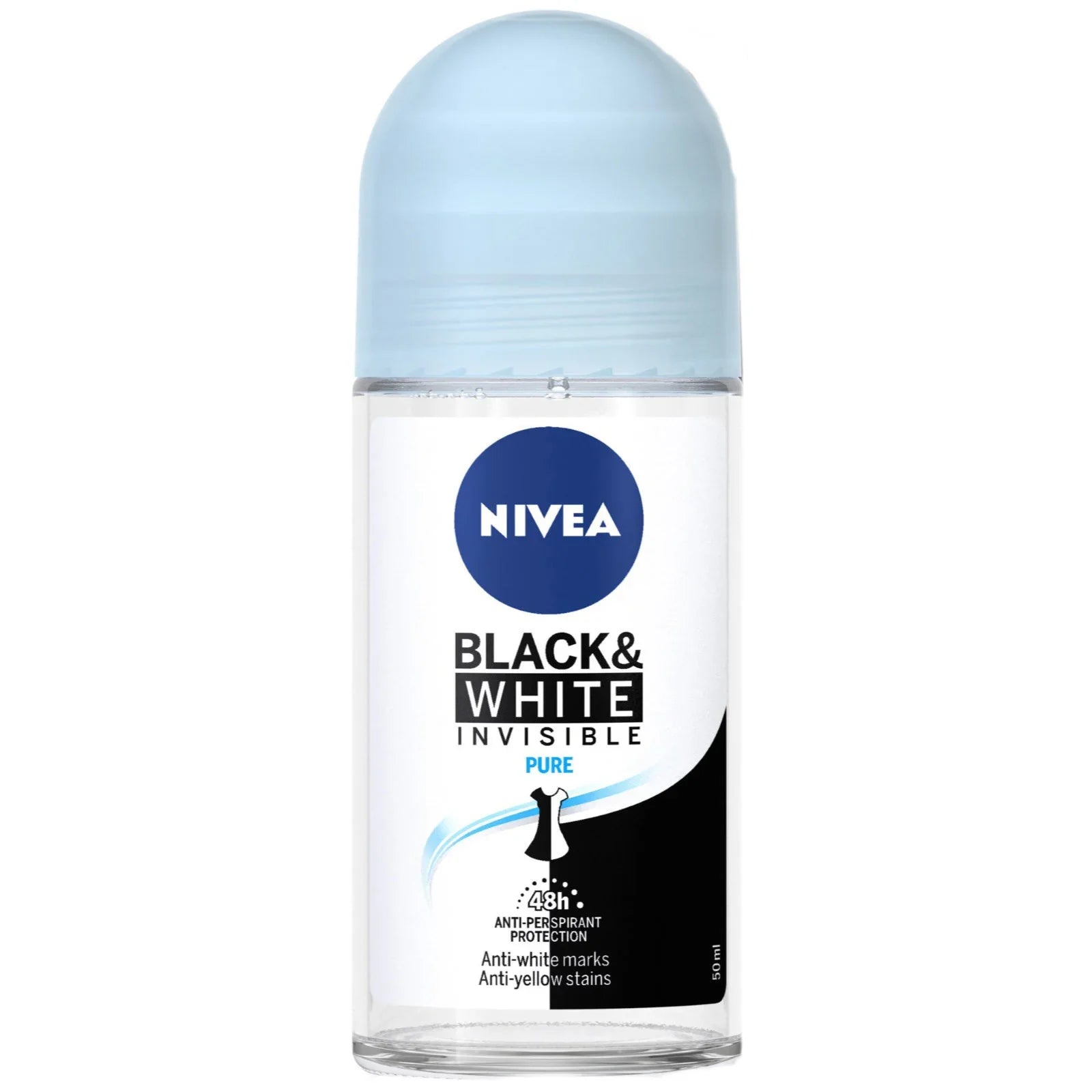 Nivea Black &amp; White Invisible Pure 48h 5in1 Anti-Perspirant Roll-On 50ml by Pasteur Pharmacy