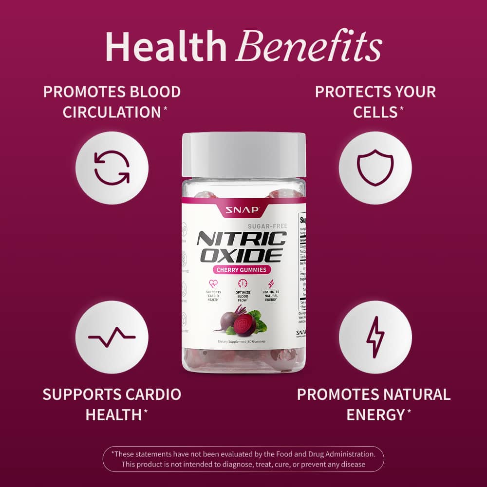 Nitric Oxide Gummies (Cherry Flavor) - 3 Month Supply by Snap Supplements