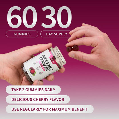Nitric Oxide Gummies (Cherry Flavor) - 3 Month Supply by Snap Supplements