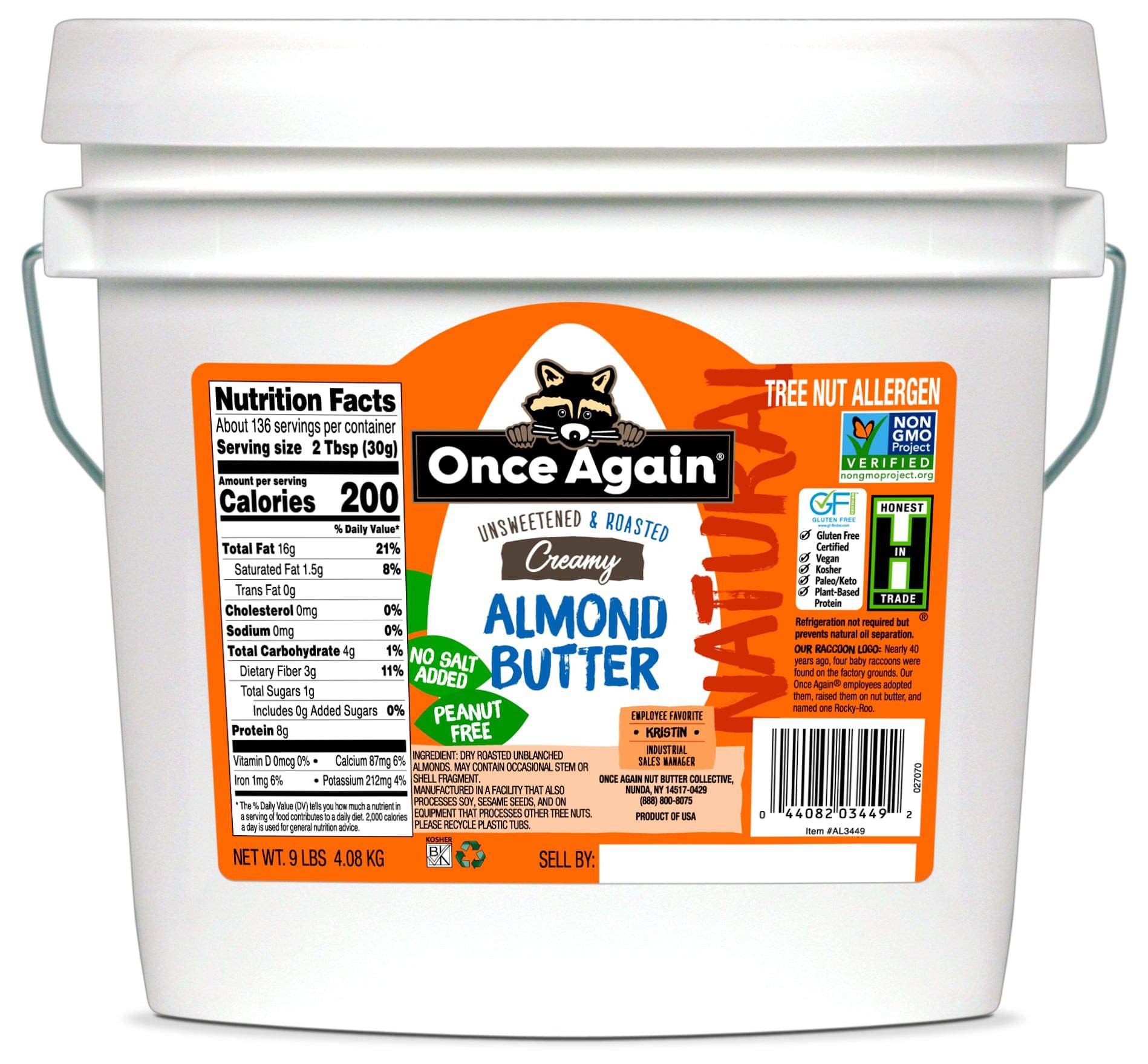 Almond Butter, Creamy, No Salt by Country Life Natural Foods