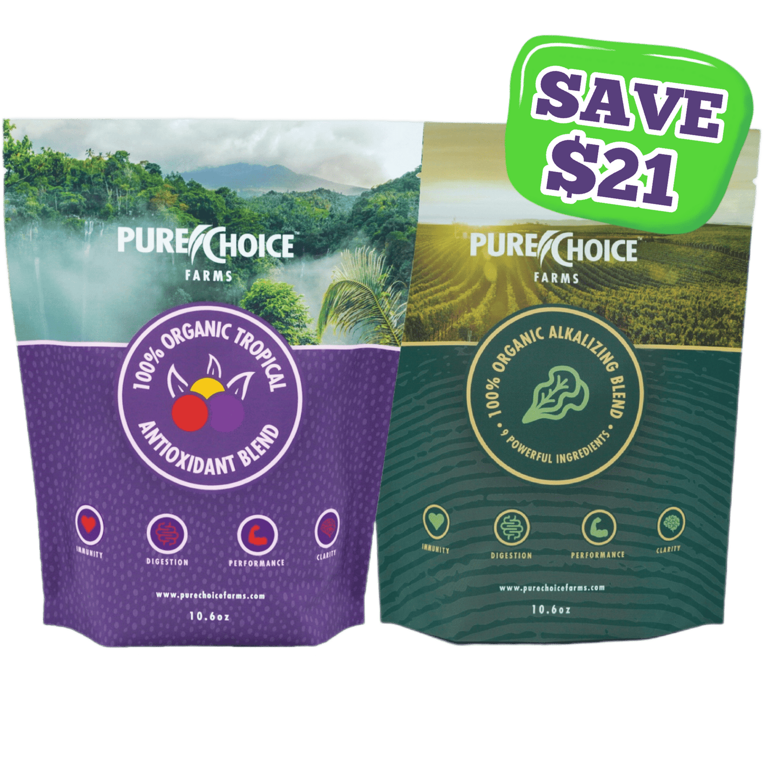 Organic Tropics &amp; Raw Greens Micronutrient Powders by Pure Choice Farms