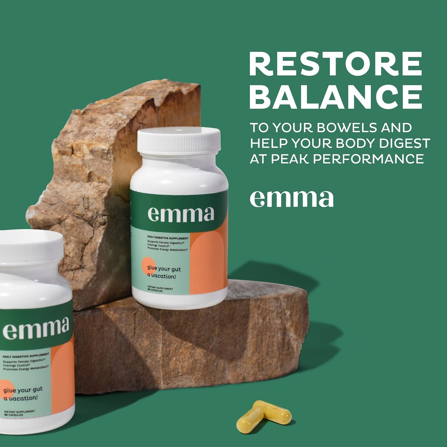 Emma Gut Health Gas and Bloating Relief, Constipation 60 Capsules - Clearance Sale by BalanceX