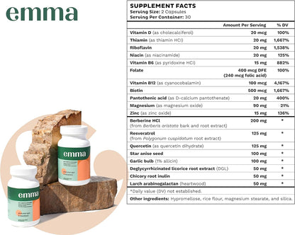 Emma Gut Health Gas and Bloating Relief, Constipation 60 Capsules - Clearance Sale by BalanceX