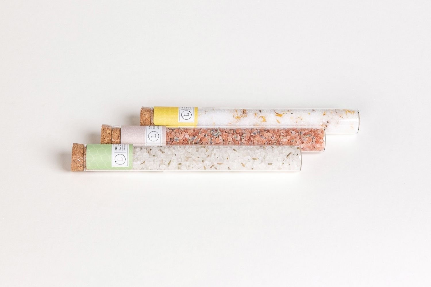 Natural Bath Salts Gift set in 8 Glass Tubes, Luxurious Bath Experience by Lizush