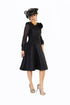 Plus Size Elegant Black A-Line Dress with Sheer Sleeves and Floral Accent- 4521W by Tally Taylor