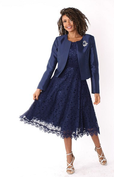 Plus Size Lace Church Dress with Satin Jacket -4529W by Tally Taylor