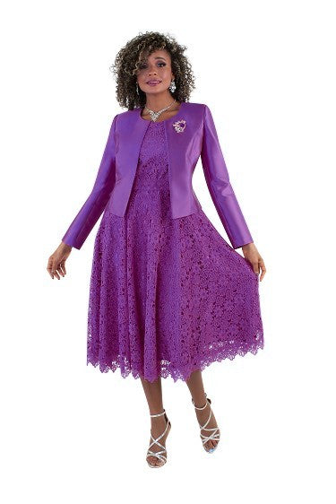 Plus Size Lace Church Dress with Satin Jacket -4529W by Tally Taylor