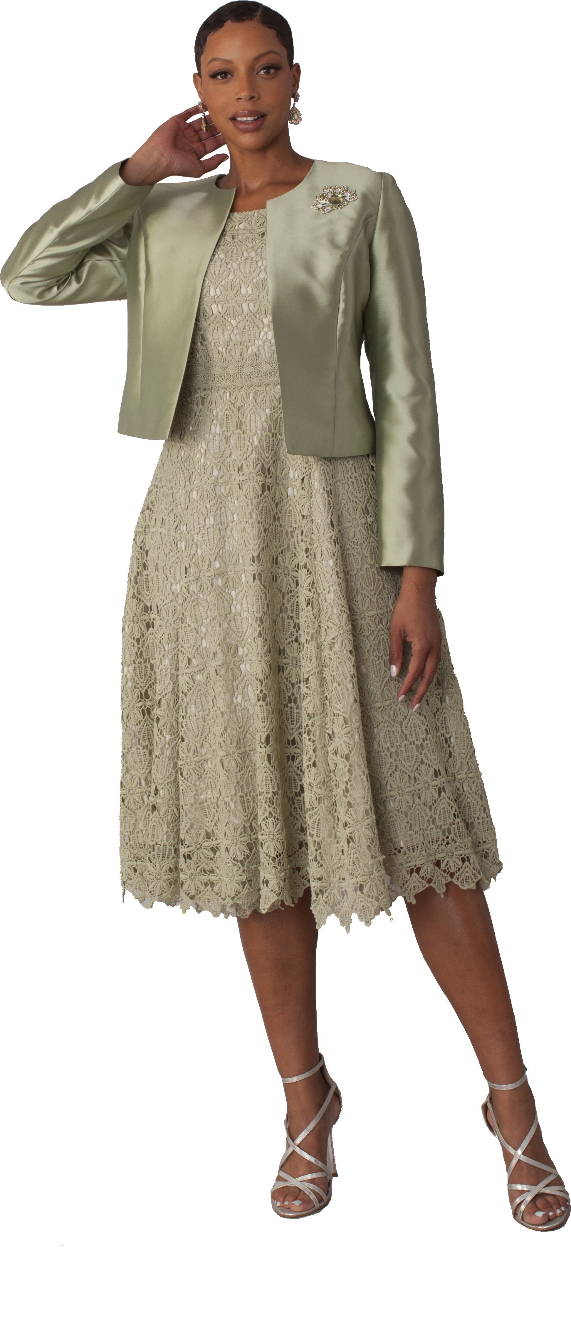 Plus Size Lace Church Dress with Satin Jacket -4529W by Tally Taylor