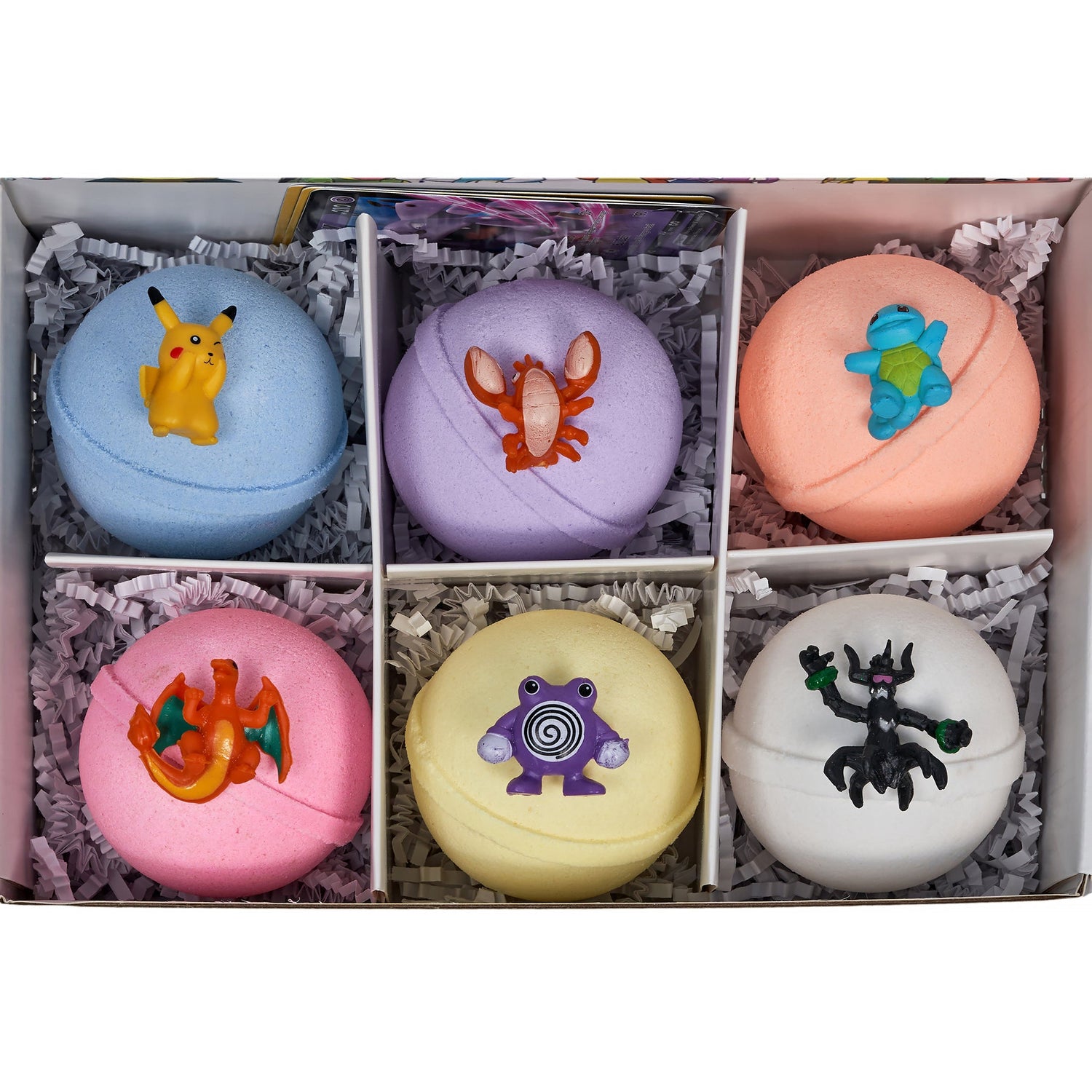 Bath Bombs for Kids: With Toys Inside, Pokemon-Inspired, Moisturizing, Natural, Large Colorful Bath Bombs (6 Count) Pack of 1 by Spa Pure