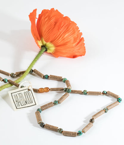 Hazelwood + Turquoise Jasper Necklace by CanyonLeaf