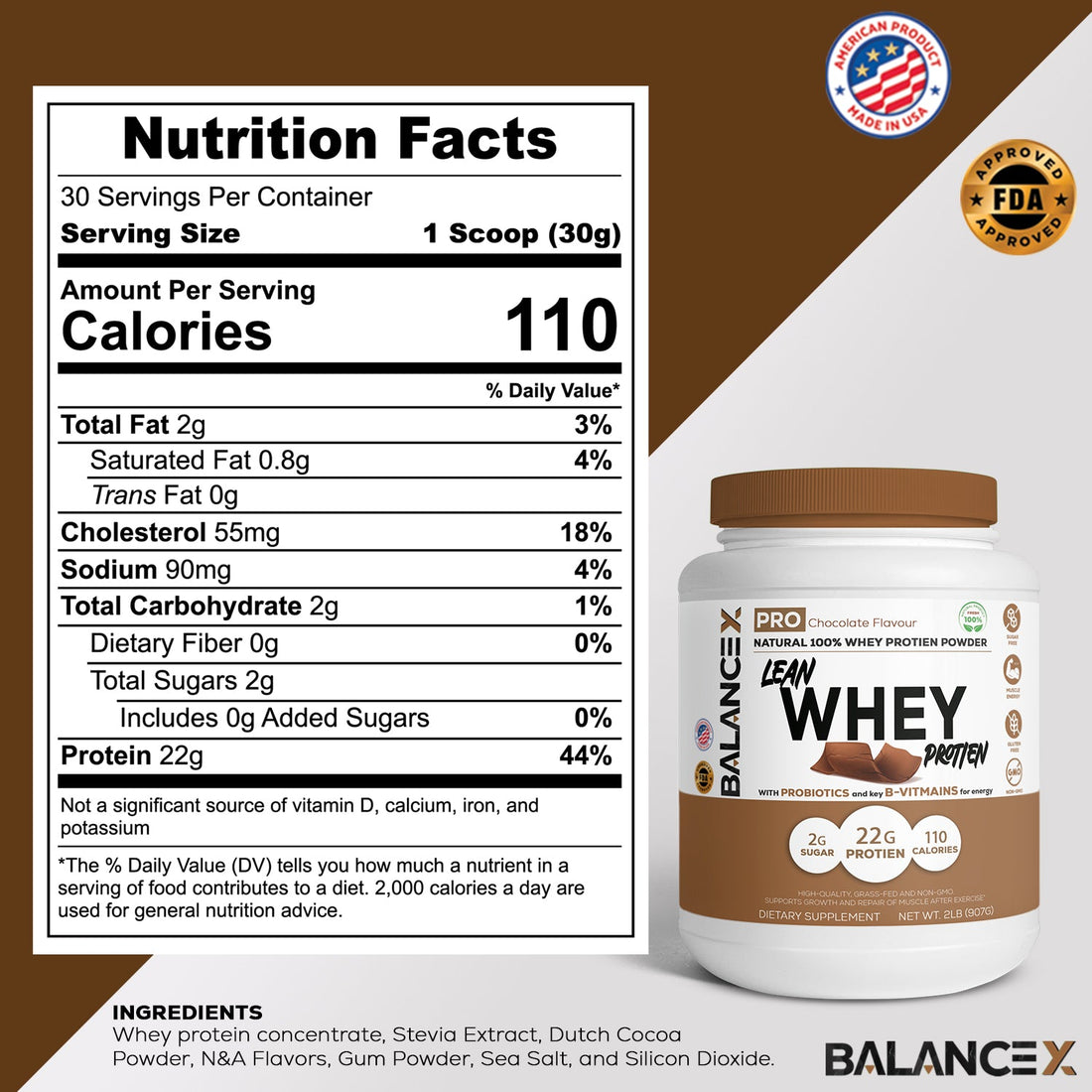 Natural Lean Whey Protein: Sculpt Your Strength (Chocolate) 2LBS - Clearance Sale by BalanceX