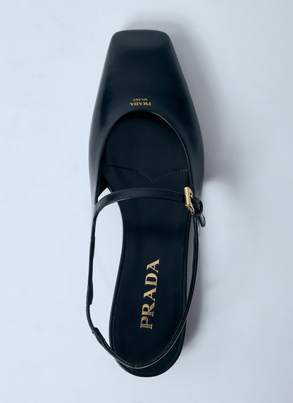 Prada Women Leather Slingback Ballerina Pumps by Luosophy