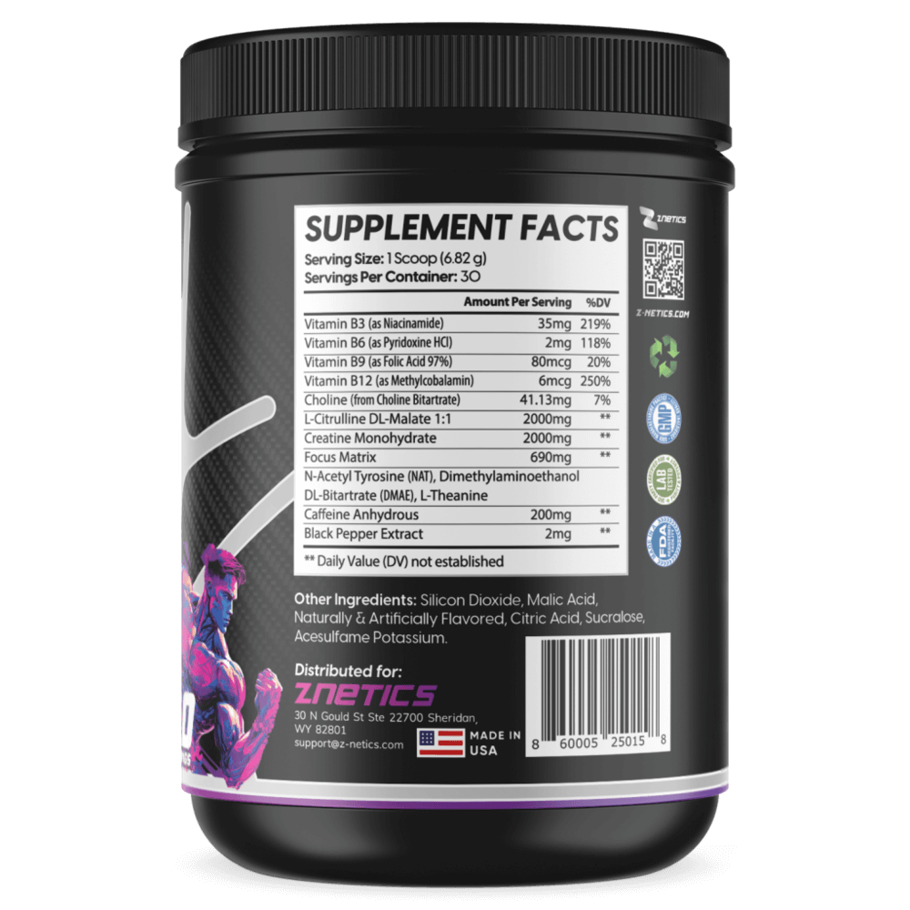 Pre-Workout Fruit Punch | Creatine, Nitric Oxide &amp; Amino Acids | ONE ZTRIKE by ZNETICS by Znetics