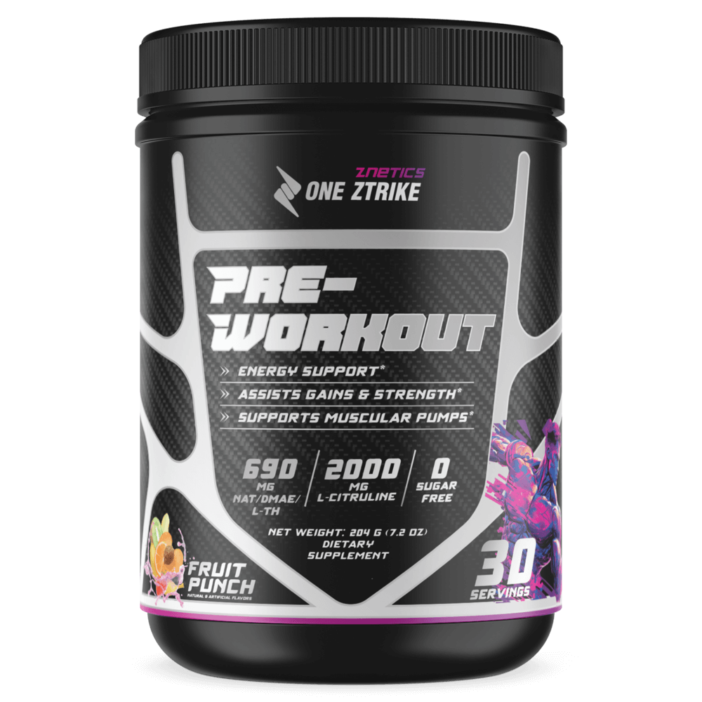 Pre-Workout Fruit Punch | Creatine, Nitric Oxide &amp; Amino Acids | ONE ZTRIKE by ZNETICS by Znetics