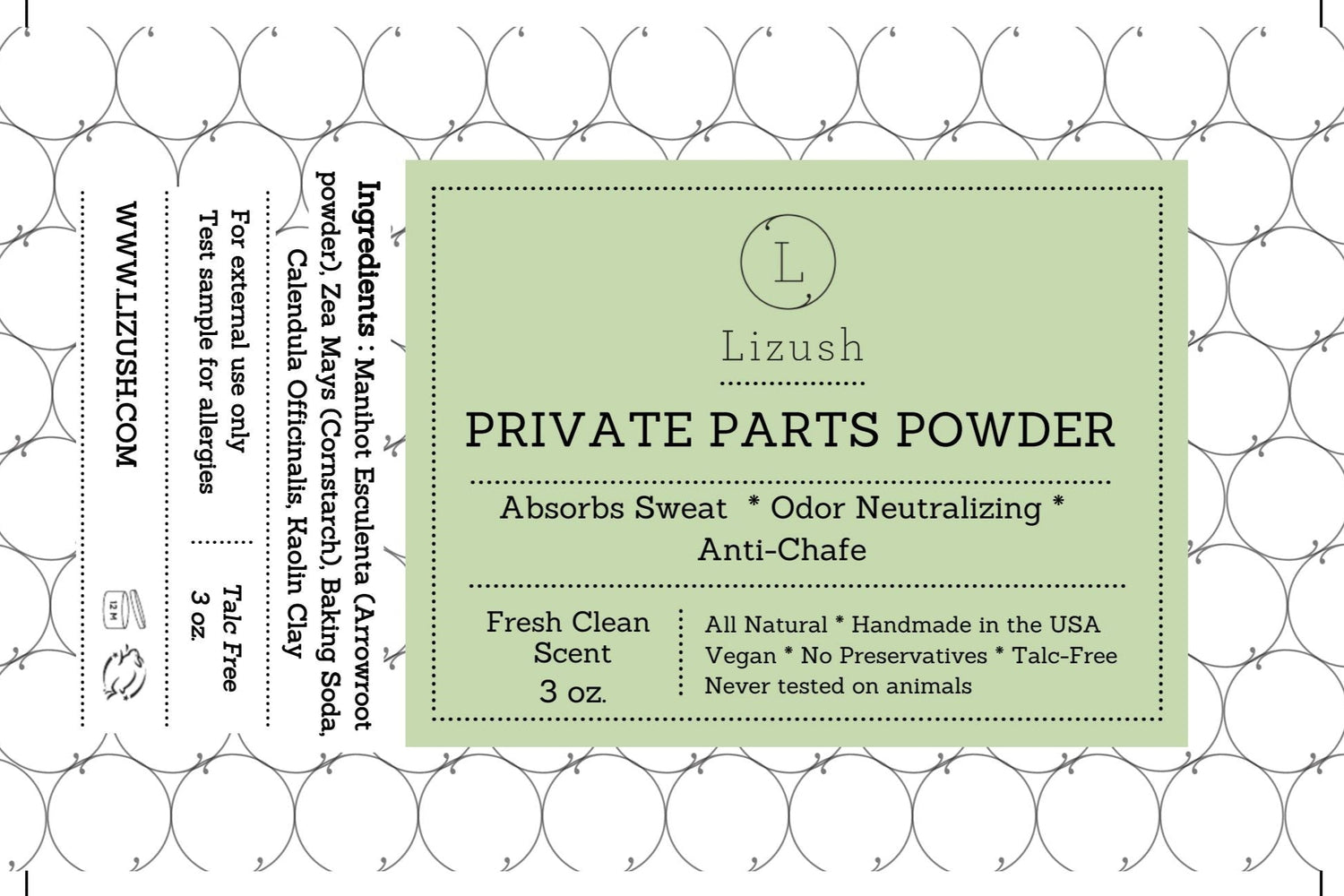 Talc-Free Intimate Body Powder for Women &amp; Men – Natural Anti-Chafing Powder, Moisture Absorbing, Odor Control, Aluminum-Free, Sensitive Skin Safe by Lizush