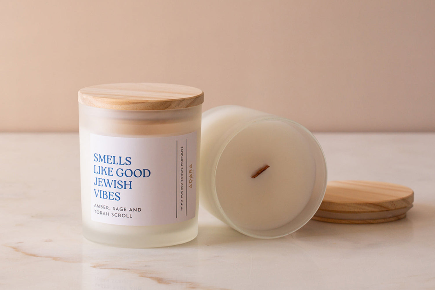 Smells Like Good Jewish Vibes - Amber, Sage &amp; Torah Scroll Scented Candle by Adara Rituals