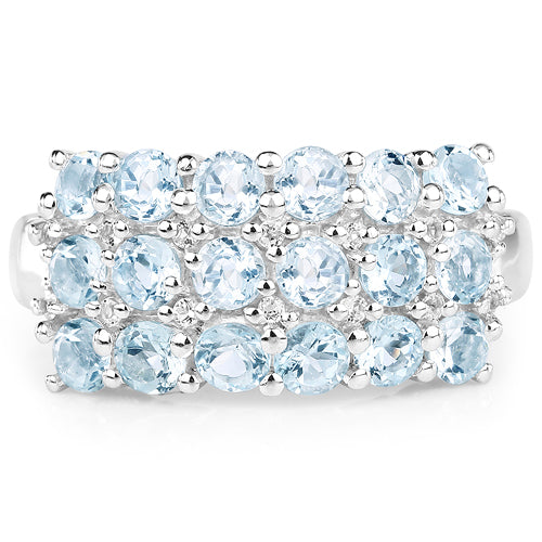 2.29 Carat Genuine Blue Topaz &amp; White Topaz .925 Sterling Silver Ring
